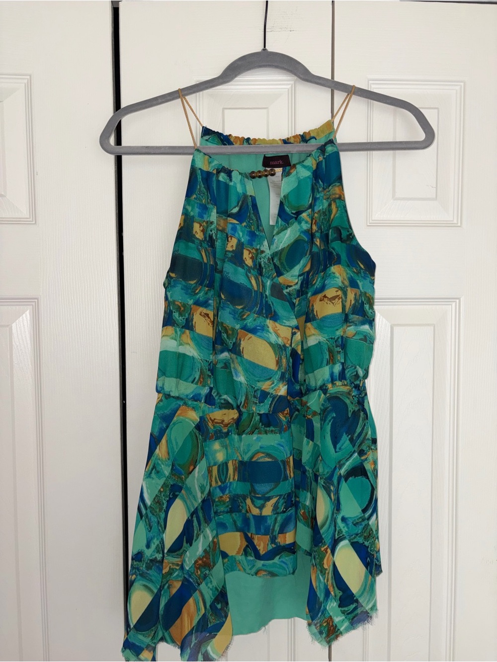 mark. Teal & Aqua Abstract Halter Camisole